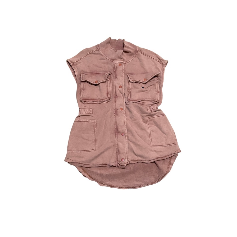 Free People We The Free Women' S Utility Vest Faded Rose Orange Cotton Cargo